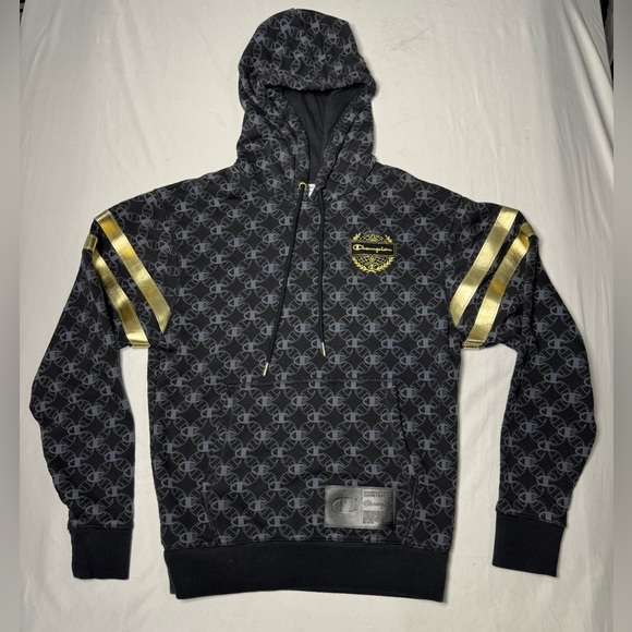 Champion Other - Men’s Champion‎ Black Print Century Collection Drawstring Black Hoodie Size S